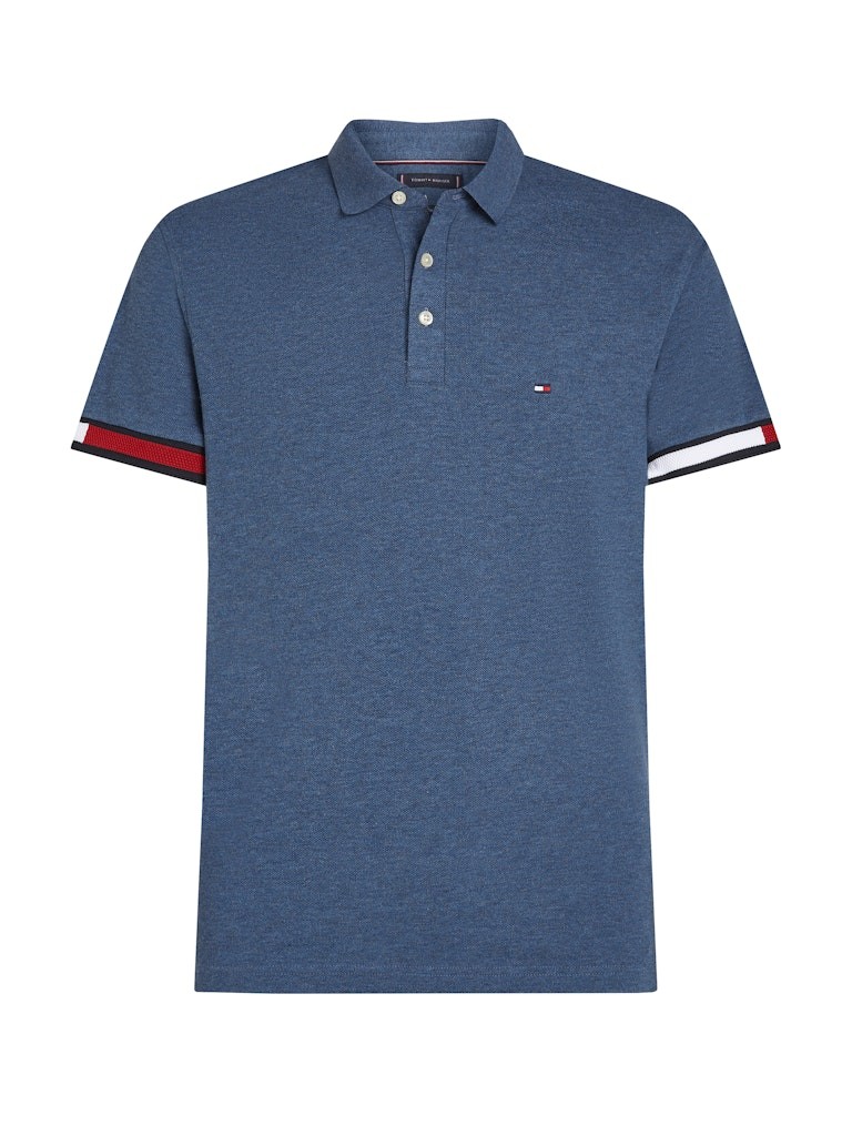 Tommy Hilfiger Erkek Kısa Kollu Düğmeli Polo Yaka Mavi T-Shirt - MW0MW37518DV1