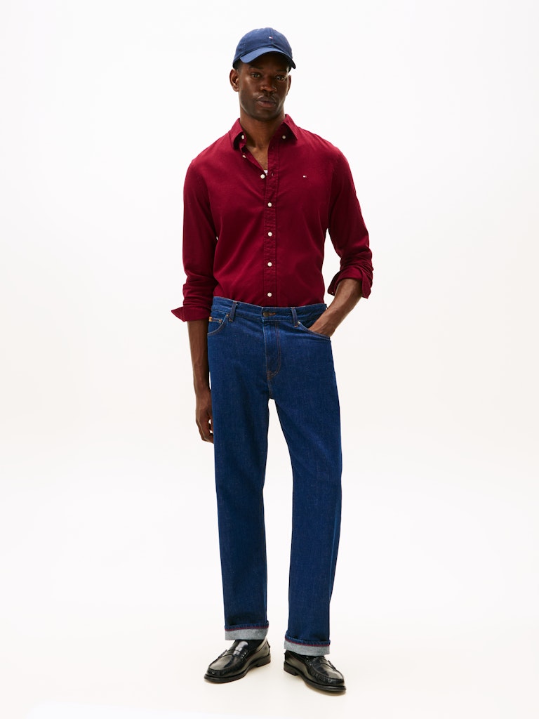 Tommy Hilfiger Erkek Normal Kesim Bordo Gömlek