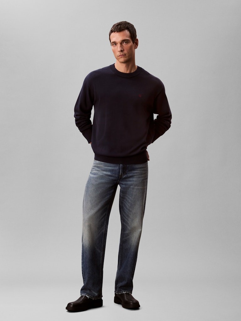 Calvin Klein Erkek Lacivert Pamuk O Yaka Triko