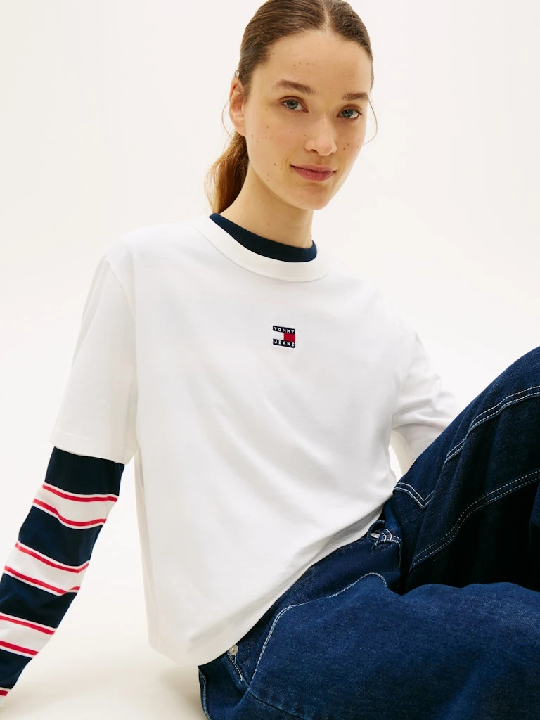 Tommy Hilfiger Kadın Beyaz Pamuk Düğmeli Kısa Kolu T-Shirt