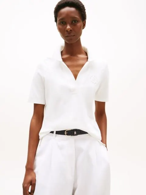 Tommy Hilfiger Kadın Logo İşlemeli Beyaz Polo T-Shirt