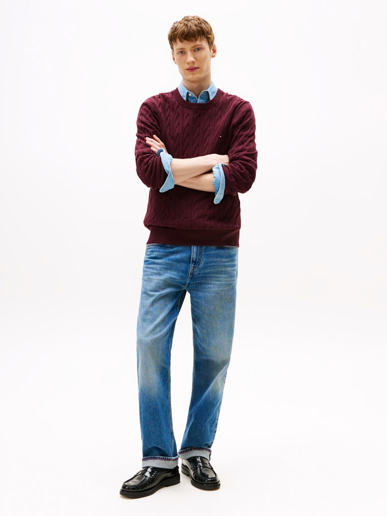 Tommy Hilfiger Erkek Bordo  O Yaka  Triko