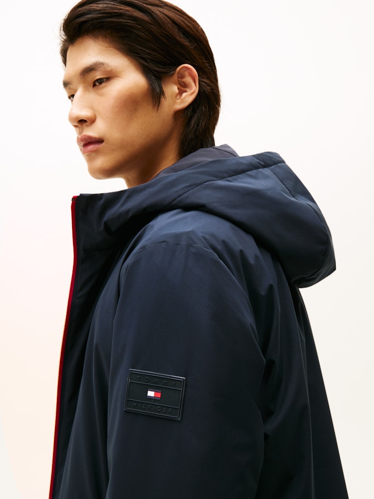 Tommy Hilfiger Erkek Kapşonlu Lacivert Mont