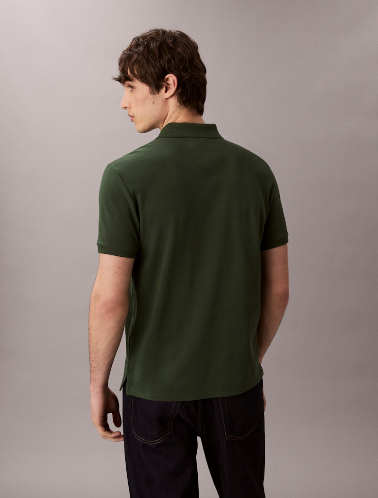 Calvin Klein Erkek Yeşil Pamuk Kısa Kollu Düğmeli Polo Yaka T-Shirt