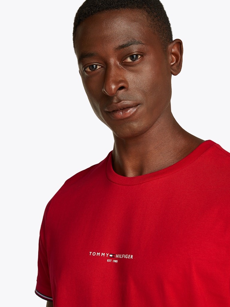 Tommy Hilfiger Rejeneratif Pamuk Kırmızı Erkek Kısa Kollu T-Shirt - MW0MW32584XLD