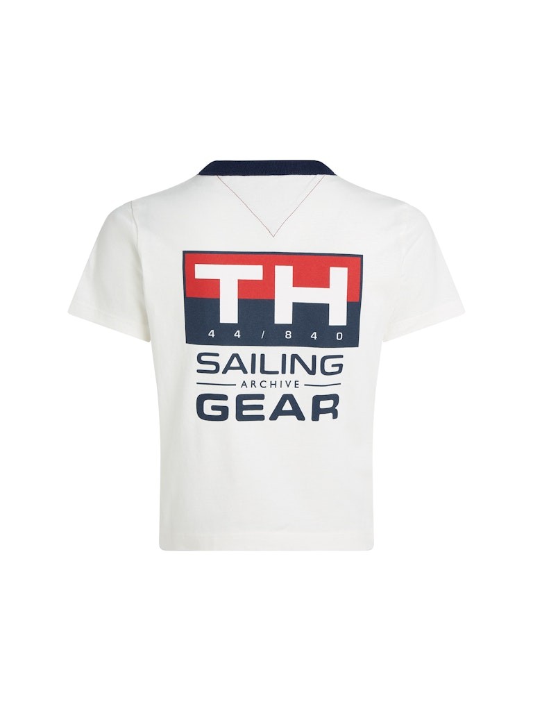 Tommy Hilfiger Organik Pamuk Beyaz Kadın Kısa Kollu Yelkenci T-Shirt - WW0WW45598YBL