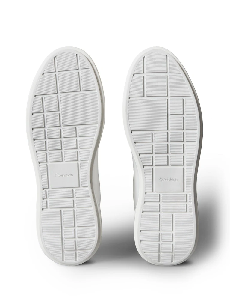 Calvin Klein Erkek Beyaz Deri Kısa Taban Chunky Sneakers