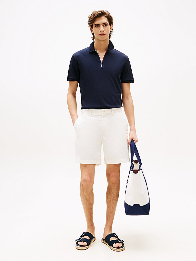 Tommy Hilfiger Erkek İnterlock Zip Regular Polo Mavi T-shirt