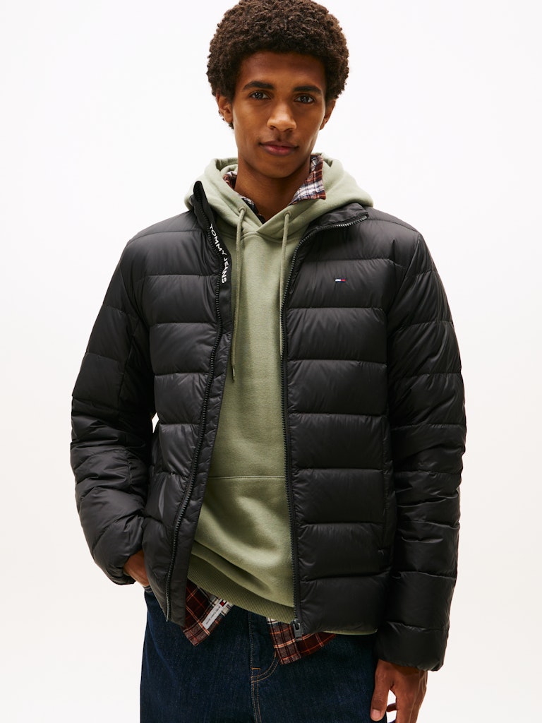 Tommy Hilfiger Erkek Kaz Tüyü Siyah Puffer Mont
