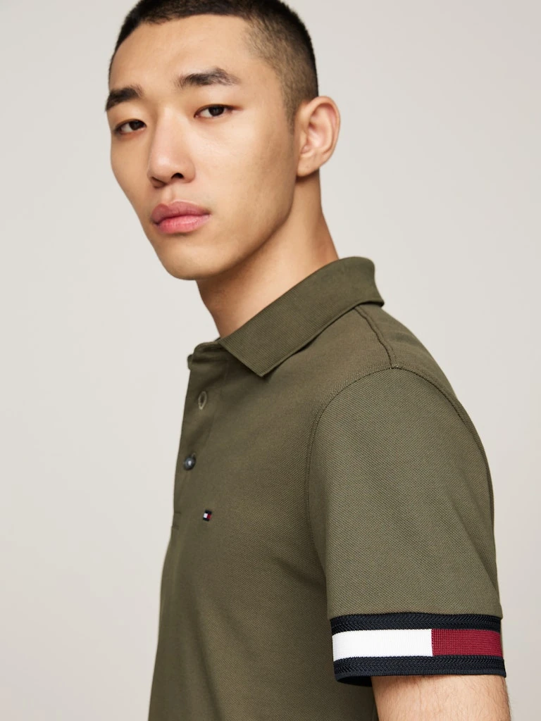 Tommy Hilfiger Erkek Haki Düğmeli Polo Yaka T Shirt