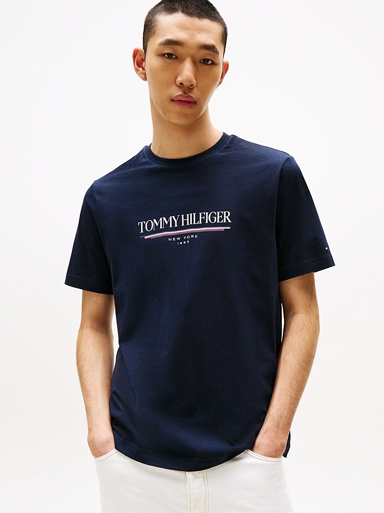 Tommy Hilfiger Erkek Lacivert O Yaka T Shirt - MW0MW40324DW5