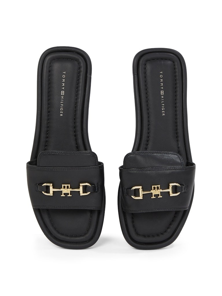 Tommy Hilfiger Deri Siyah Kadın Kısa Taban Tek Bantlı Sandalet - FW0FW08420BDS