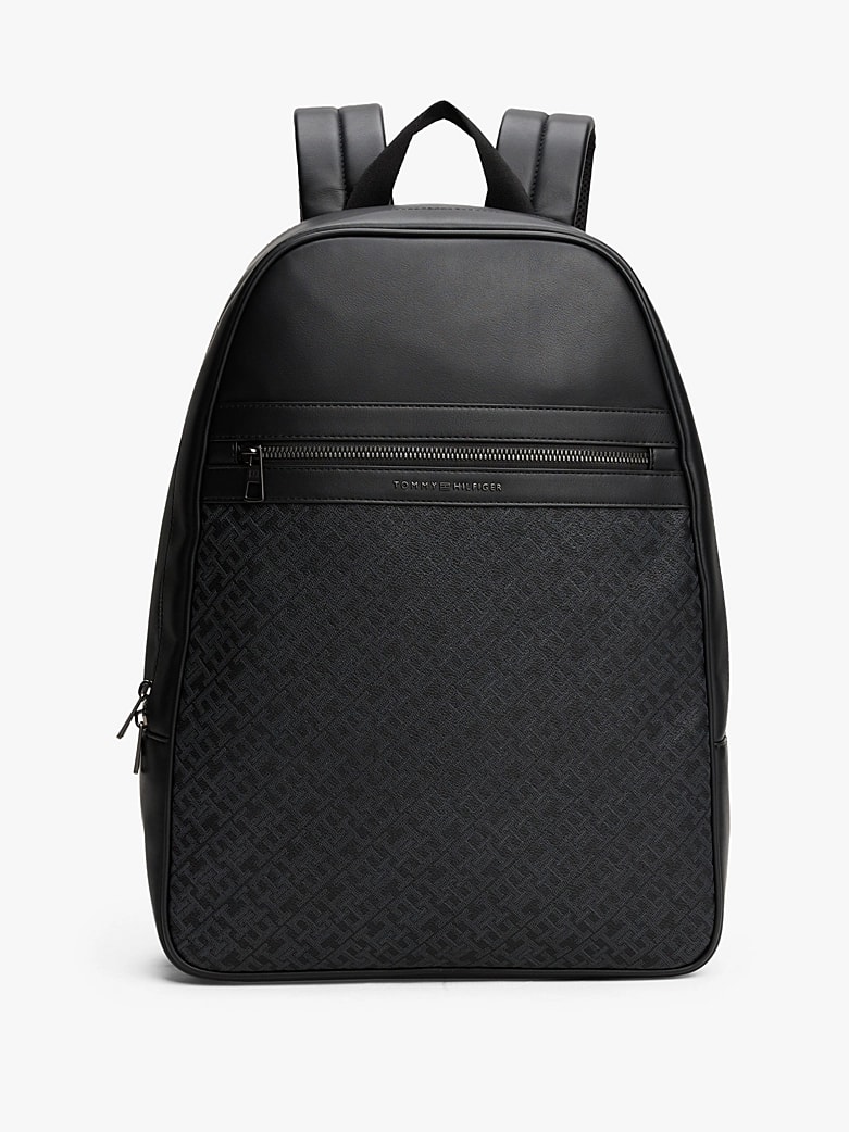 Tommy Hilfiger Erkek Monogram Dokulu Sırt Siyah Çanta