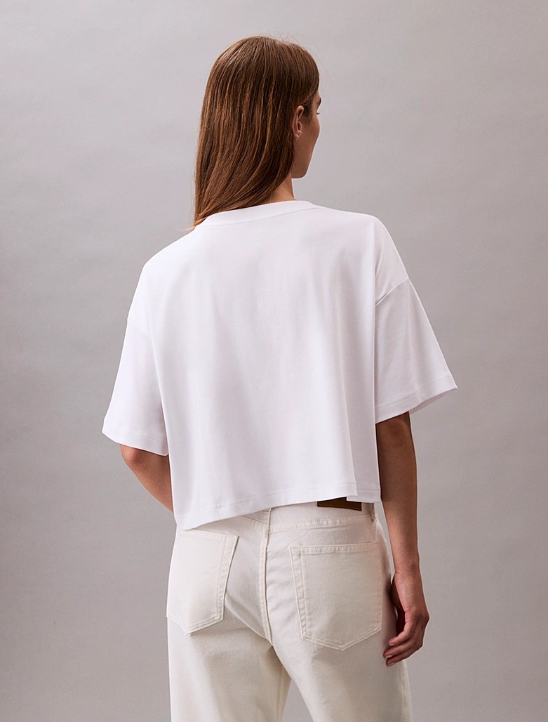 Calvin Klein Kadın Beyaz O Yaka Boxy T Shirt
