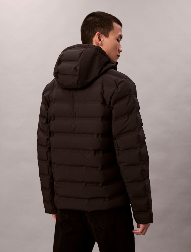 Calvin Klein Erkek Siyah Puffer Kapşonlu Mont