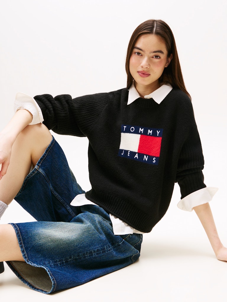 Tommy Hilfiger Kadın Siyah O Yaka Triko