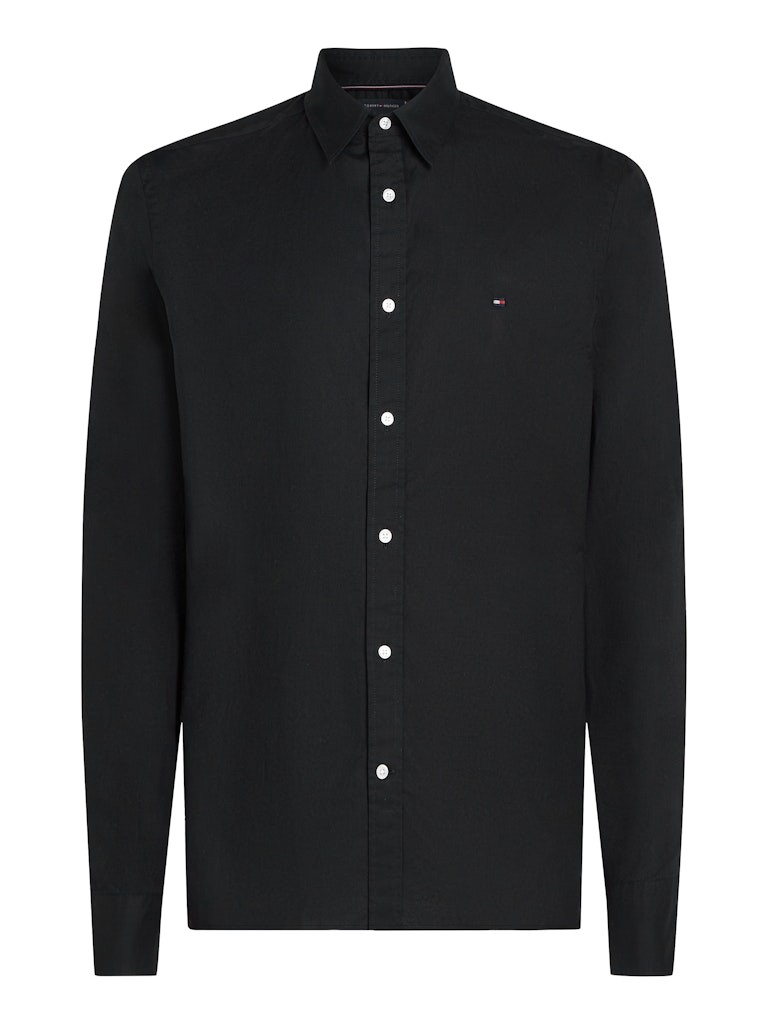 Tommy Hilfiger Poplin Siyah Erkek Uzun Kollu Gömlek - MW0MW38137BDS