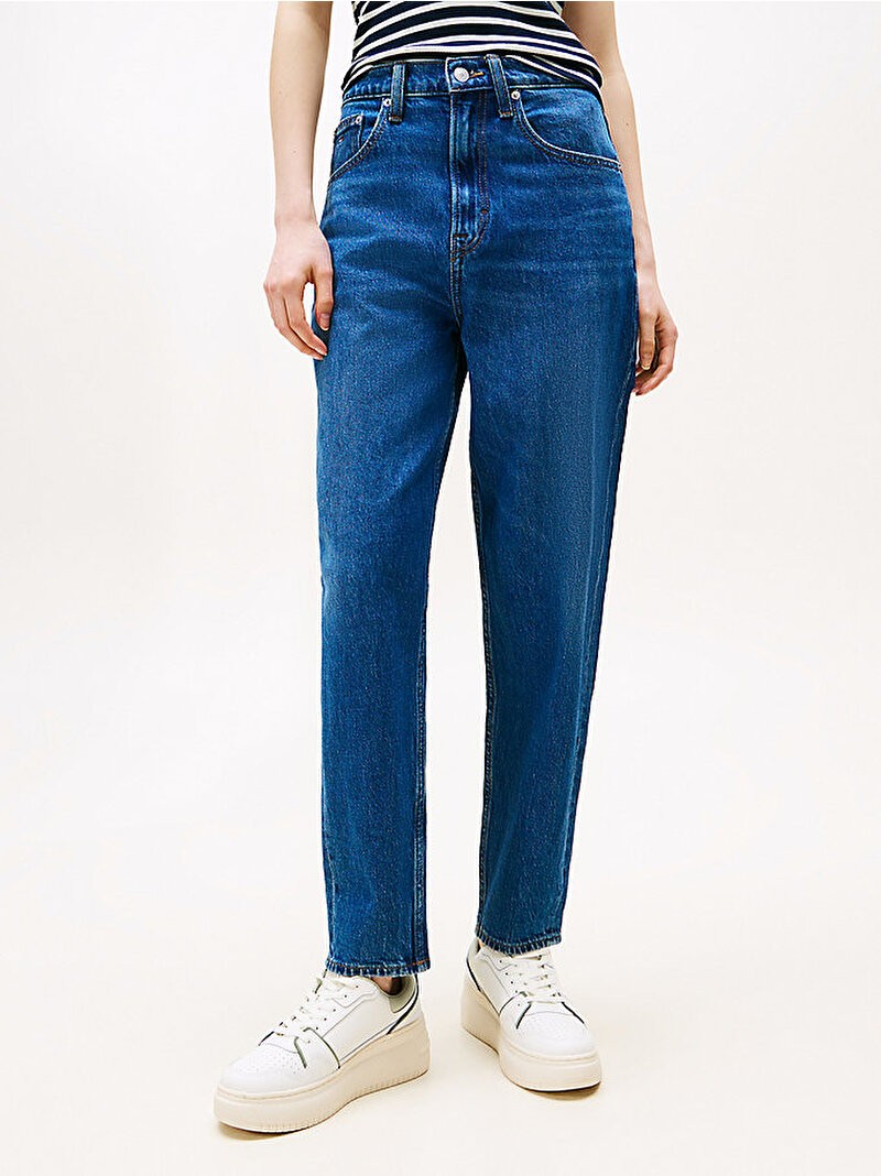 Tommy Hilfiger Denim Mavi Kadın Tapered Mom Jean Pantolon