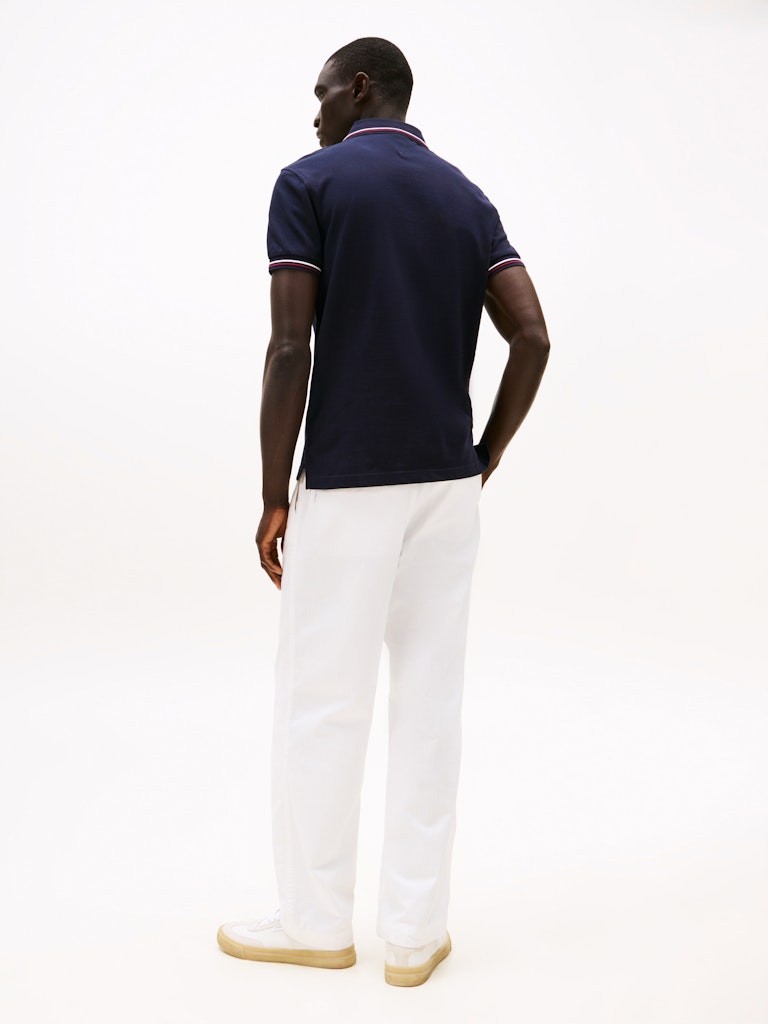 Tommy Hilfiger Pamuk Lacivert Erkek Kısa Kollu Düğmeli Polo Yaka T-Shirt - MW0MW37346DW5