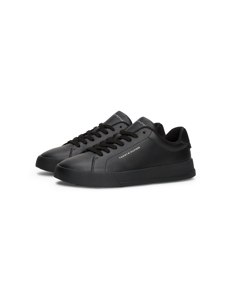 Tommy Hilfiger Erkek Kısa Taban Court Siyah Sneakers