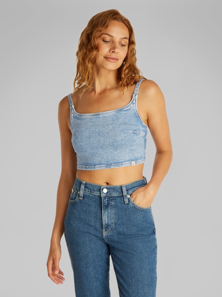 Calvin Klein Pamuk Denim Kadın Askılı T-shirt - J20J2255151AA