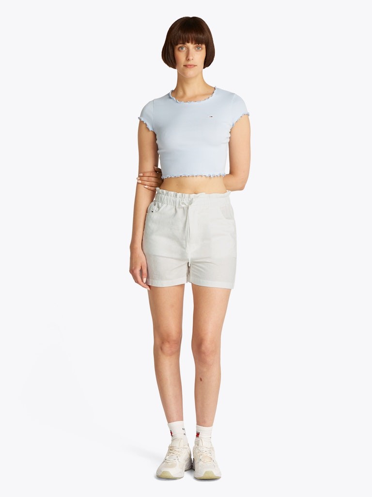 Tommy Hilfiger Keten Beyaz Kadın Yan Cep Şort - DW0DW20360YBL