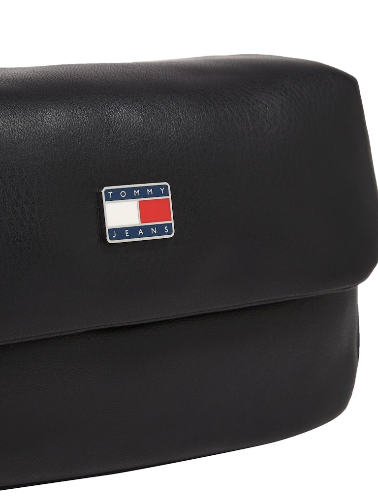 Tommy Hilfiger Kadın Ayarlanabilir Omuz Askılı Fermuarlı İç Cepli Deri Siyah Omuz Çantası - AW0AW16978BDS