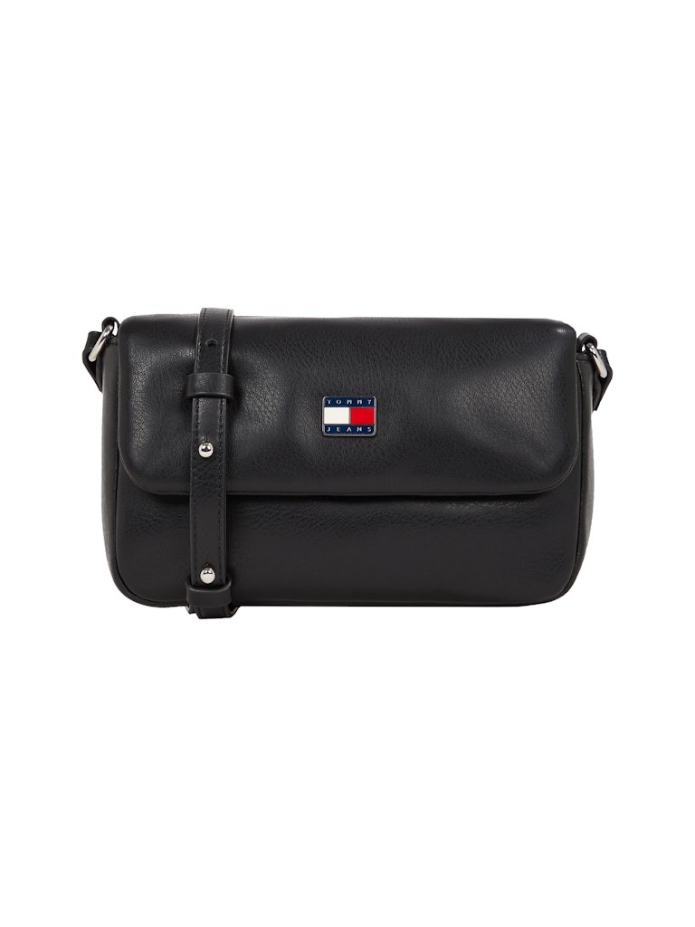 Tommy Hilfiger Kadın Ayarlanabilir Omuz Askılı Fermuarlı İç Cepli Deri Siyah Omuz Çantası - AW0AW16978BDS