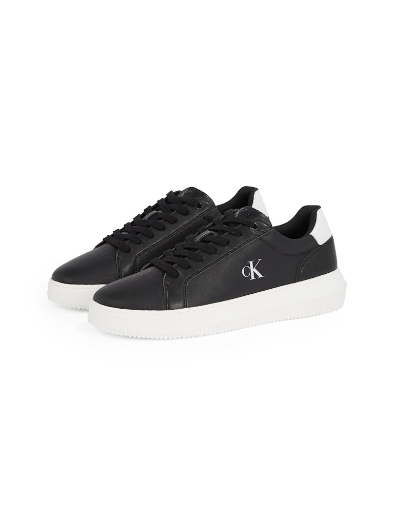 Calvin Klein Deri Siyah Erkek Kısa Taban Sneakers - YM0YM011980GN