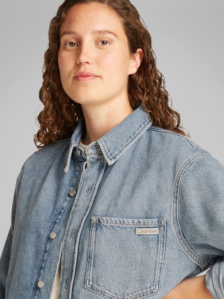 Calvin Klein Denim Mavi Kadın Uzun Kollu Gömlek - J20J2255161AA