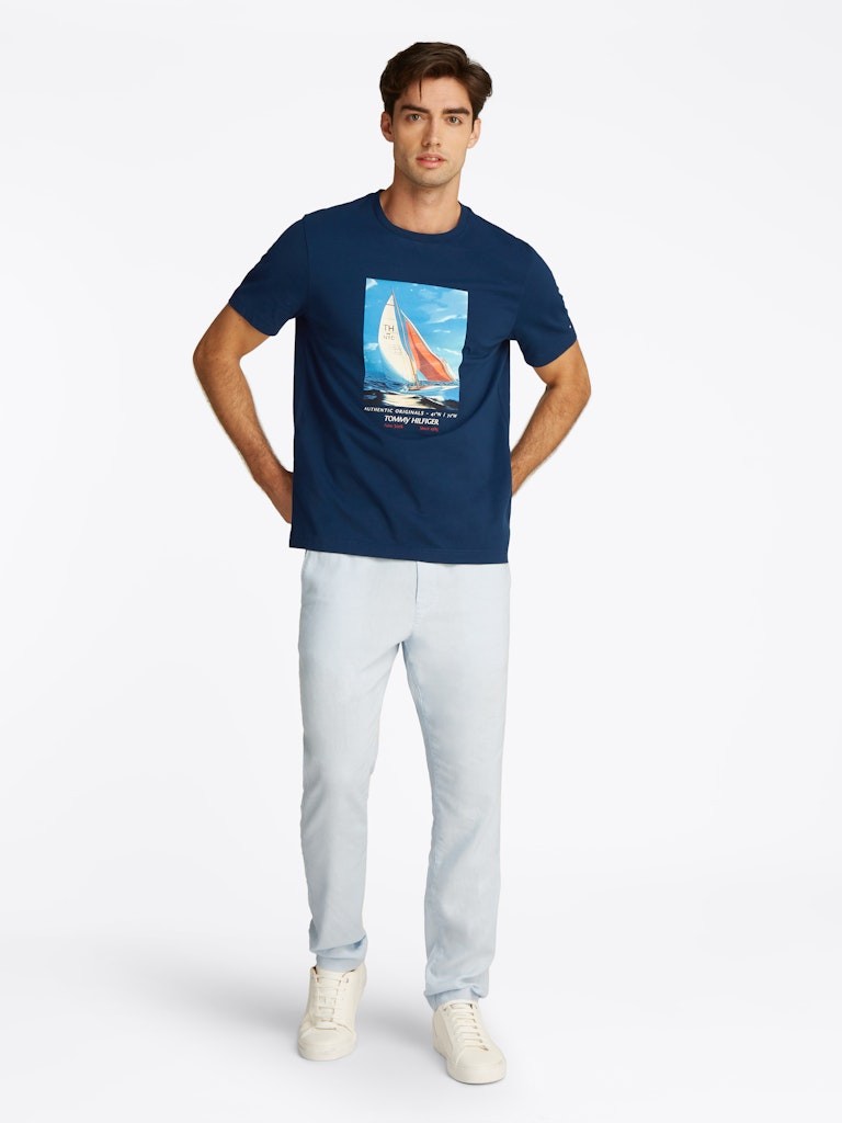Tommy Hilfiger Rejeneratif Pamuk Lacivert Erkek Kısa Kollu T-Shirt - MW0MW38615DAF