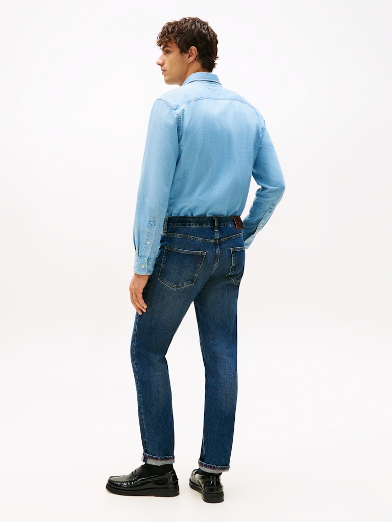 Tommy Hilfiger Erkek Mavi Düz Kesim Jean Pantolon