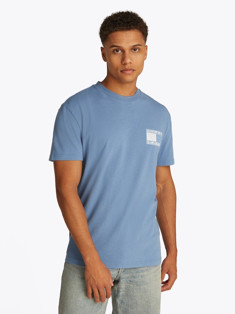 Tommy Hilfiger Rejeneratif Pamuk Mavi Erkek Kısa Kollu T-Shirt - DM0DM20774DY6