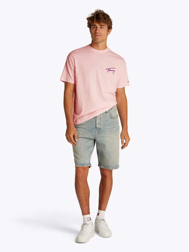 Tommy Hilfiger Rejeneratif Pamuk PEMBE Erkek Kısa Kollu T-Shirt - DM0DM20768TH3
