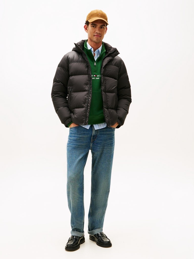Tommy Hilfiger Erkek Siyah Kaz Tüyü Puffer Mont