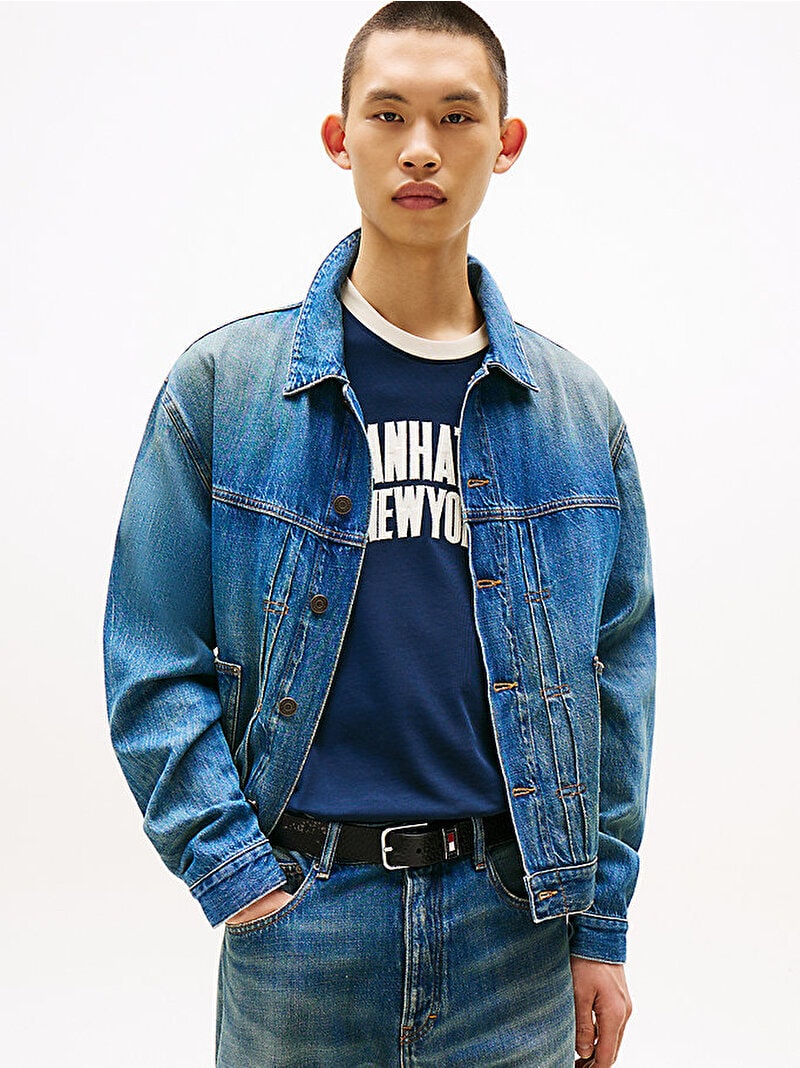 Tommy Hilfiger Erkek Denim Pleated Trucker Ceket