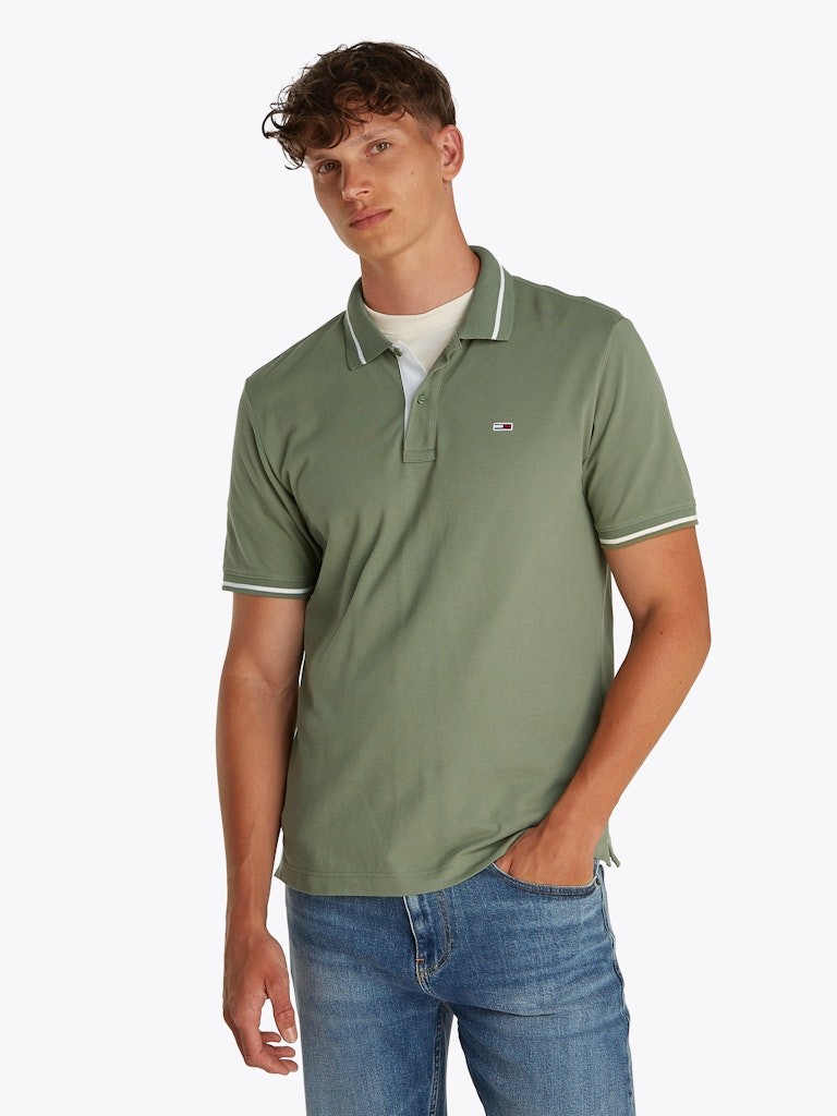 Tommy Hilfiger Rejeneratif Pamuk Yeşil Erkek Kısa Kollu Düğmeli Polo Yaka T-Shirt - DM0DM20745MR6