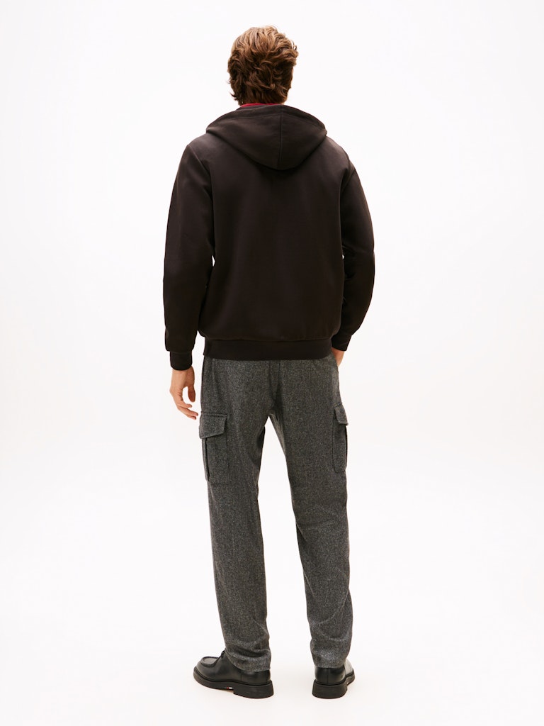 Tommy Hilfiger Erkek Tam Fermuar Kapşonlu Siyah Sweatshirt