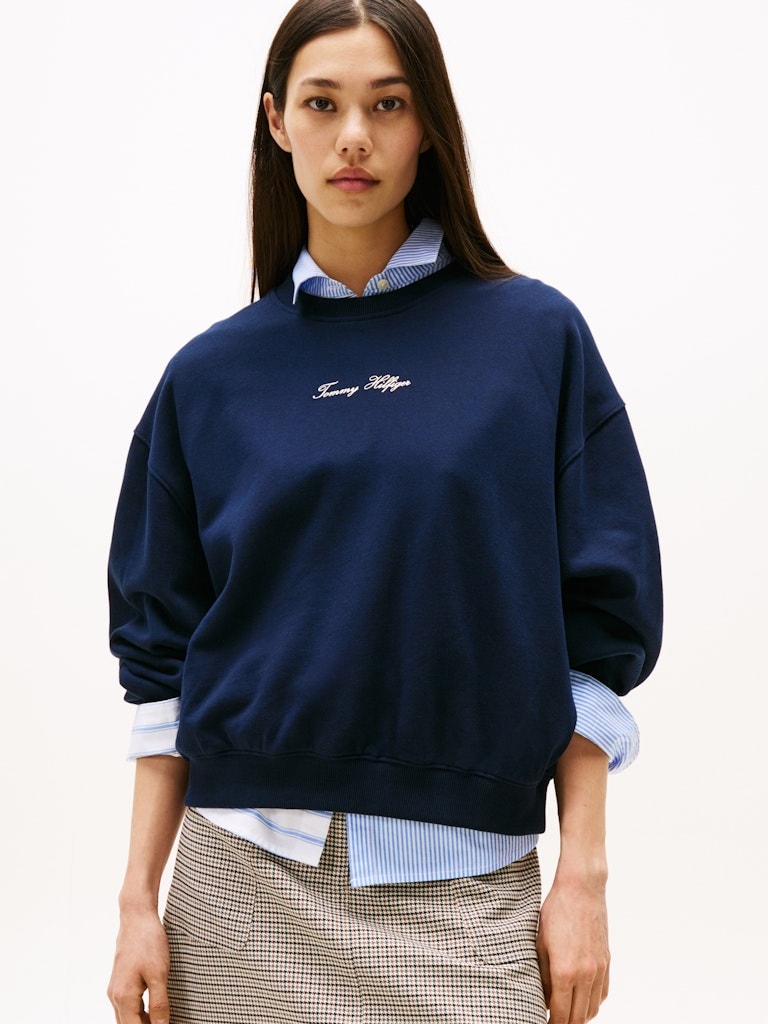 Tommy Hilfiger Kadın Lacivert O Yaka Sweatshirt