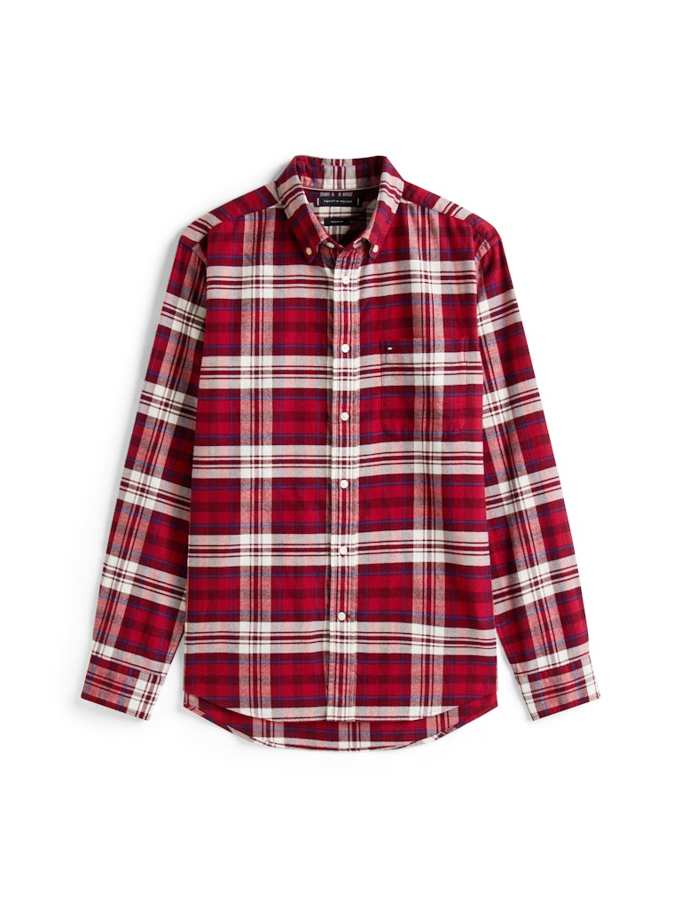 Tommy Hilfiger Erkek Flanel Normal Kesim Bordo Gömlek
