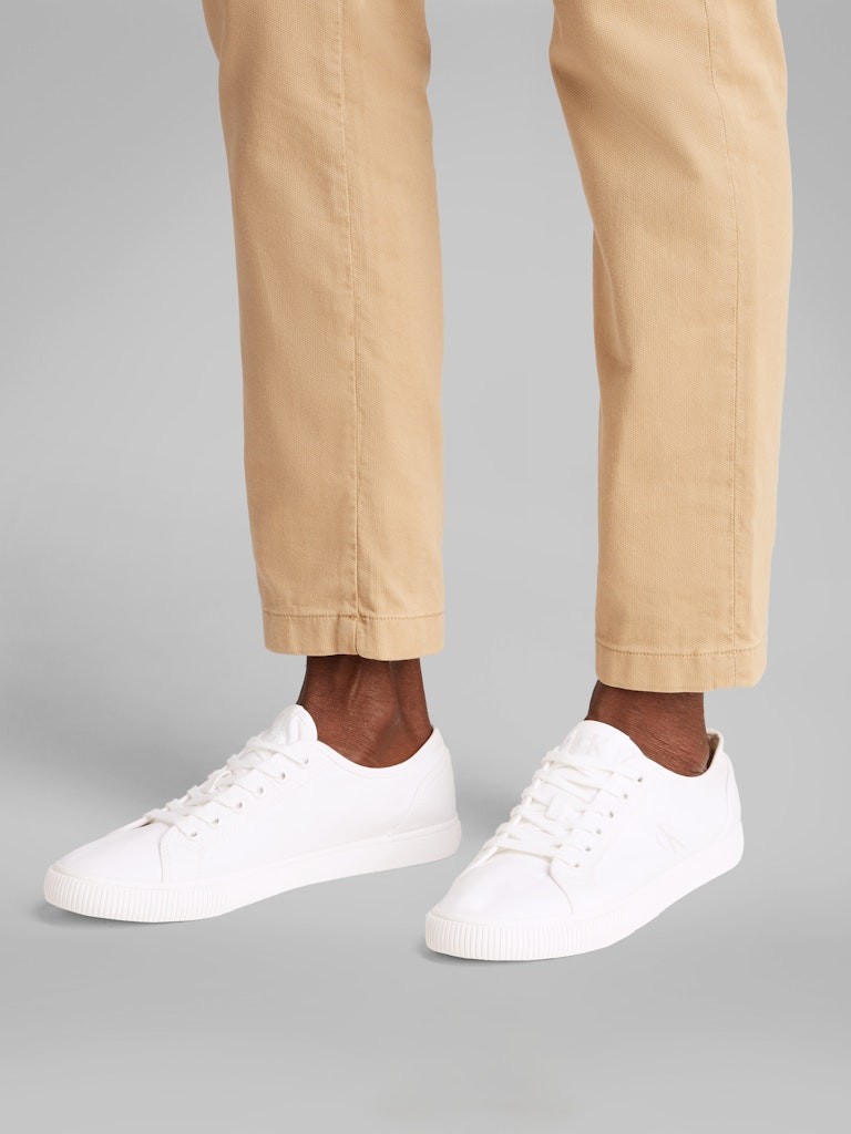 Calvin Klein Pamuk Beyaz Erkek Kısa Taban Sneakers - YM0YM012090K4