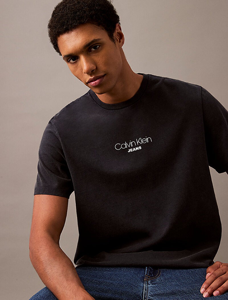 Calvin Klein Rejeneratif Pamuk Lacivert Erkek Kısa Kollu T-Shirt - LV04RB824GCJM