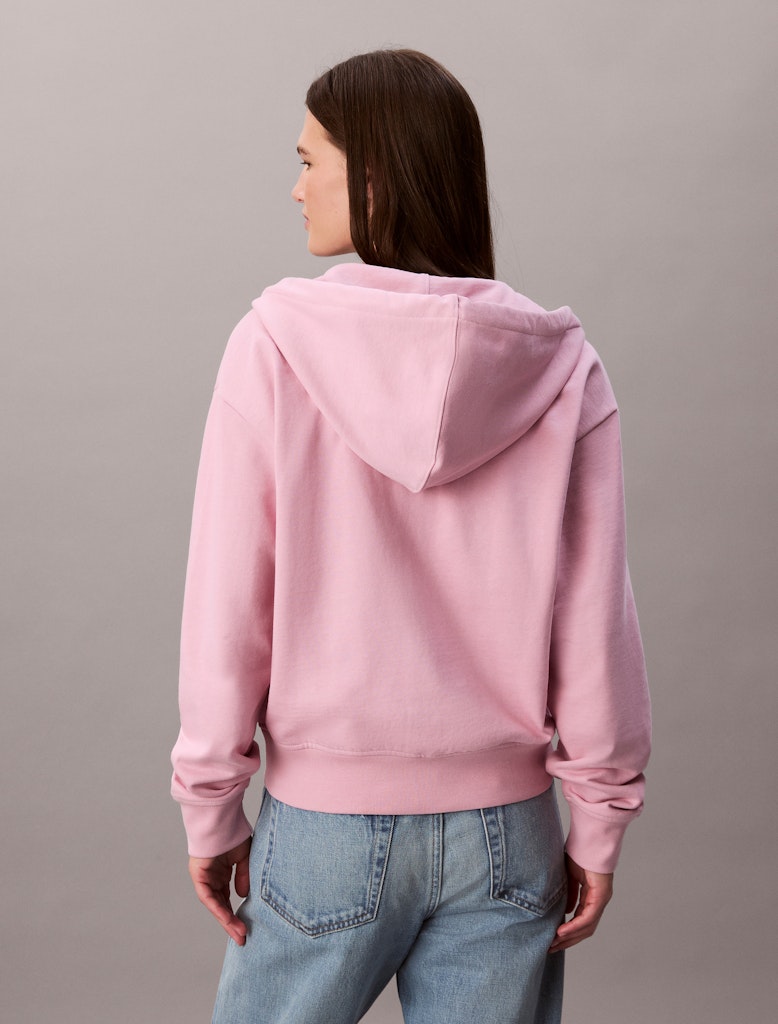 Calvin Klein Kadın Pembe  Tam Fermuarlı Kapşonlu Sweatshirt