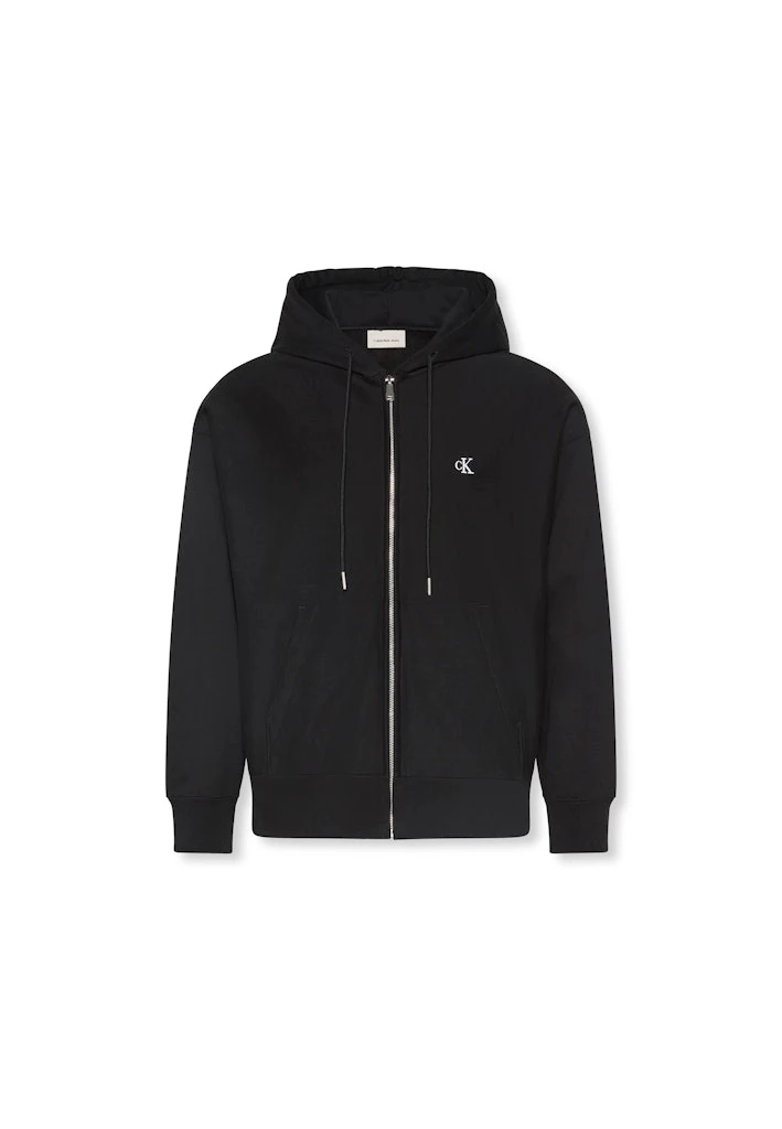 Calvin Klein Erkek Siyah Pamuklu Tam Fermuarlı Kapşonlu Sweatshirt
