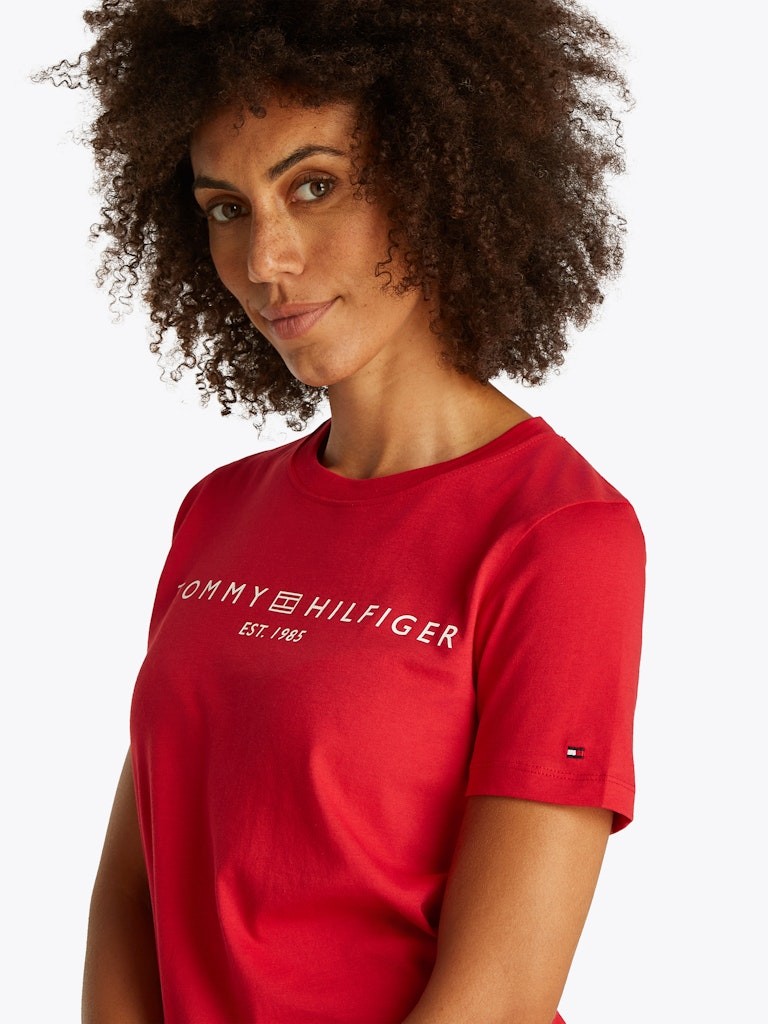 Tommy Hilfiger Rejeneratif Pamuk Kırmızı Kadın Kısa Kollu T-Shirt - WW0WW40276XLG