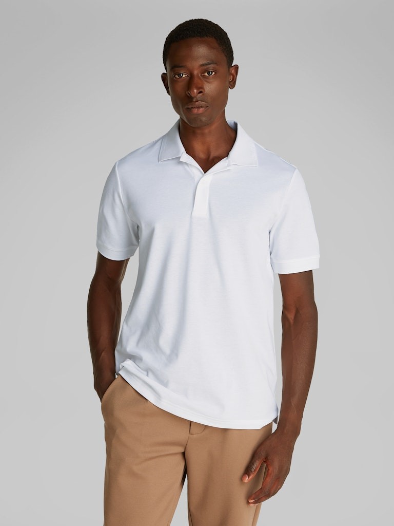 Calvin Klein Organik Pamuk Beyaz Erkek Kısa Kollu Düğmeli Polo Yaka T-Shirt - K10K114484YAF