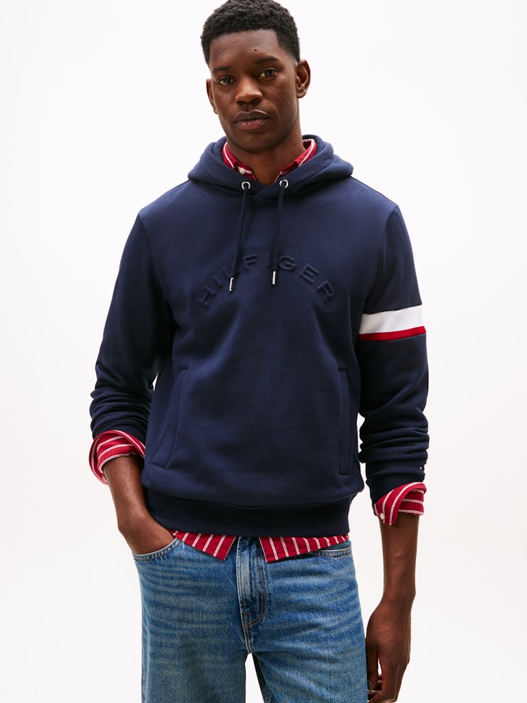Tommy Hilfiger Erkek Kapşonlu Lacivert Sweatshirt