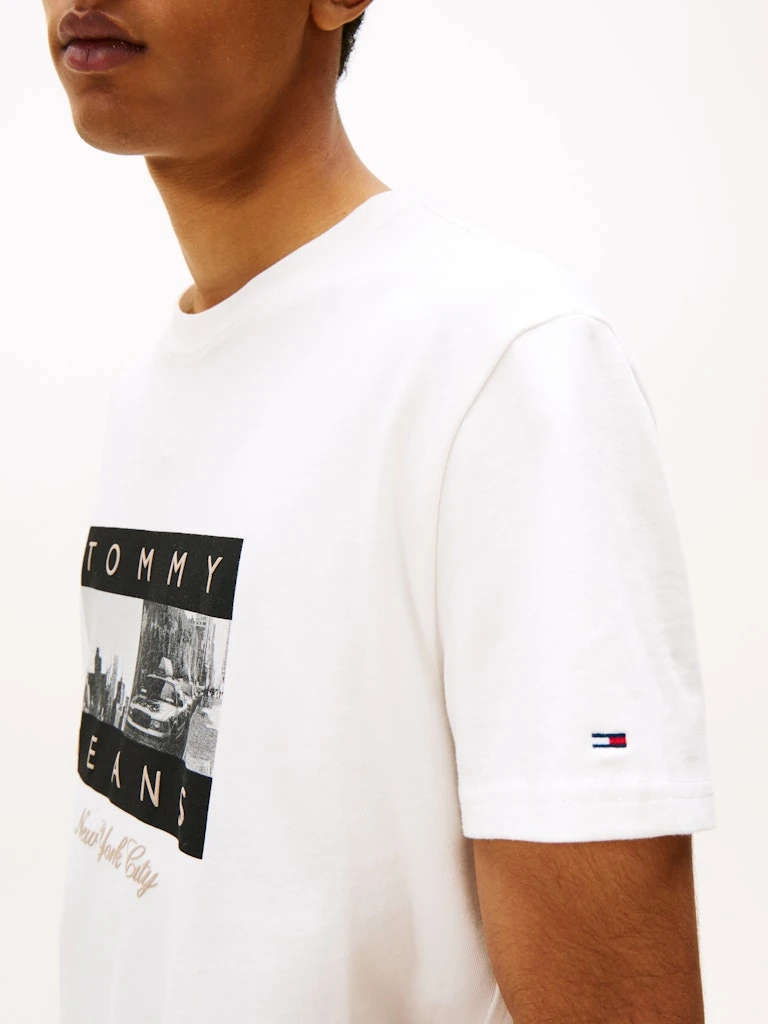 Tommy Hilfiger Erkek O Yaka Beyaz T-Shirt