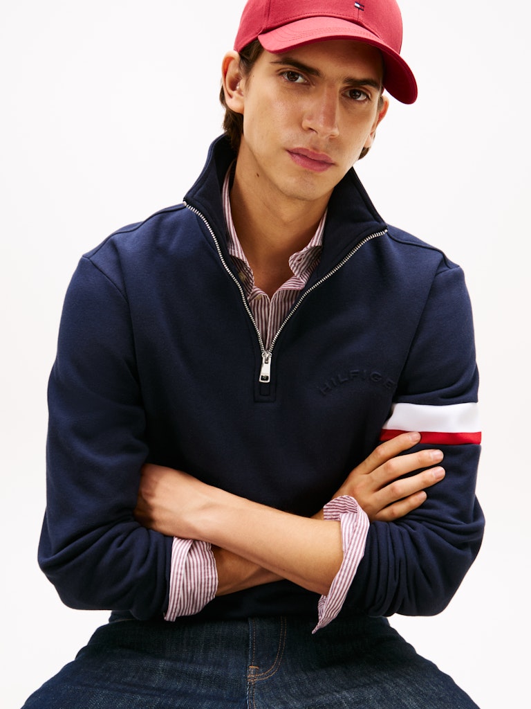 Tommy Hilfiger Erkek Yarım Fermuar Lacivert Sweatshirt