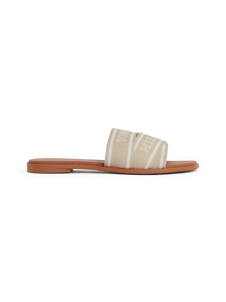 Tommy Hilfiger Bej Kadın Kısa Taban Tek Bantlı Sandalet - FW0FW08421ACC